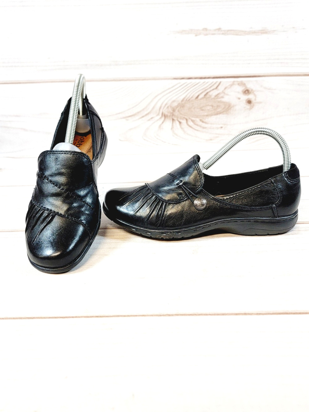 Cobb Hill by New Balance Wo's 6.5W Paulette Leather Flat Black Loafer Shoes